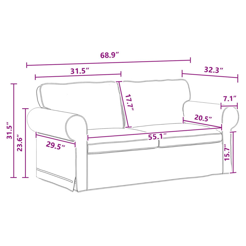 Zestaw Sof 2 pcs Ciemnoszary 175 x 82 x 80 cm tkanina