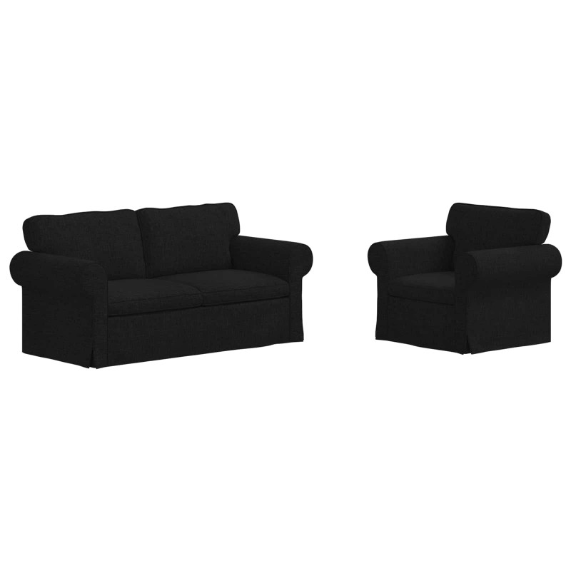 Zestaw Sof 2 pcs Czarny 175 x 82 x 80 cm tkanina