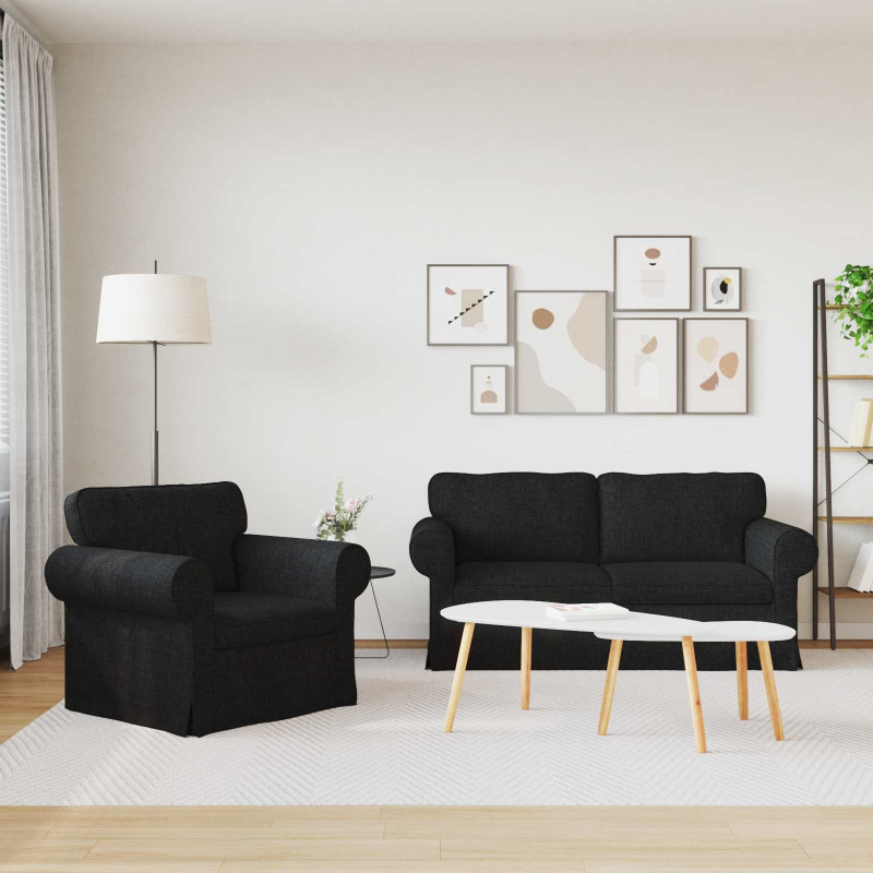 Zestaw Sof 2 pcs Czarny 175 x 82 x 80 cm tkanina