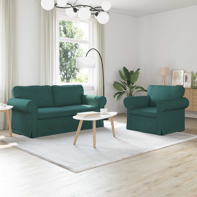 Zestaw Sof 2 pcs Ciemna zieleń 175 x 82 x 80 cm tkanina
