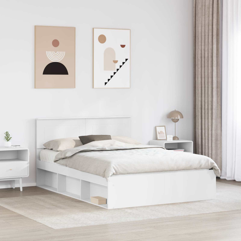 Ramka łóżka Biały 150 x 200 cm Materiał drewnopochodny