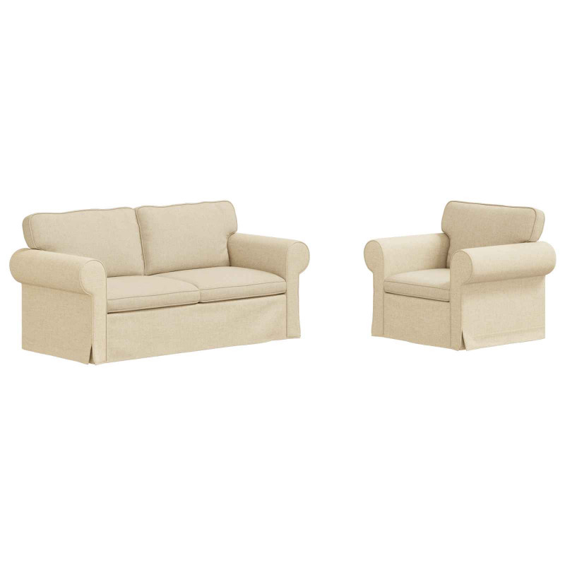 Zestaw Sof 2 pcs Kremowy 175 x 82 x 80 cm tkanina
