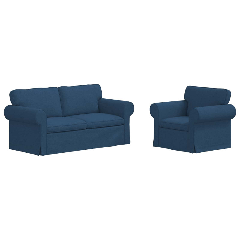 Zestaw Sof 2 pcs Niebieski 175 x 82 x 80 cm tkanina