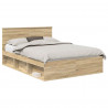 Ramka łóżka Dąb wędzony 150 x 200 cm Materiał drewnopochodny