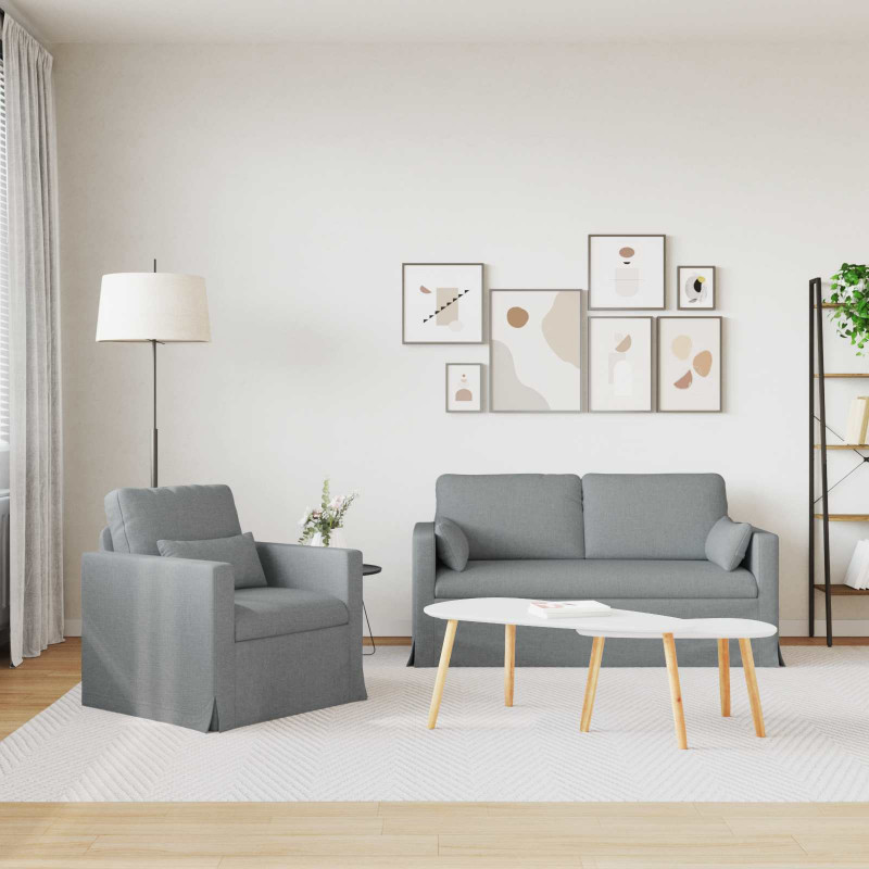 Zestaw Sof 2 pcs Jasnoszary 158 x 78 x 80 cm tkanina