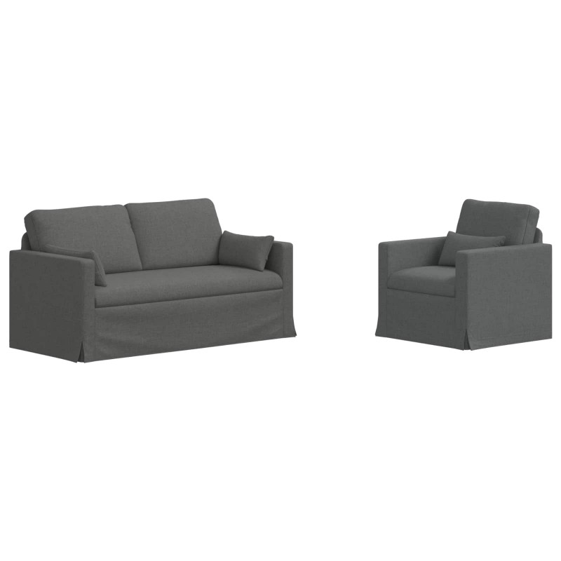 Zestaw Sof 2 pcs Ciemnoszary 158 x 78 x 80 cm tkanina