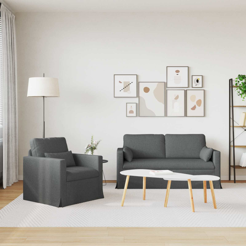 Zestaw Sof 2 pcs Ciemnoszary 158 x 78 x 80 cm tkanina