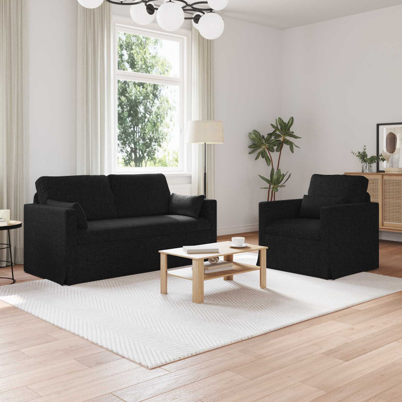 Zestaw Sof 2 pcs Czarny 158 x 78 x 80 cm tkanina