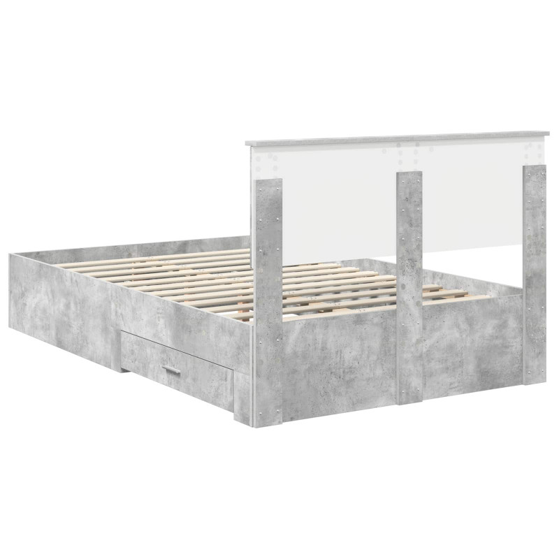 Ramka łóżka Betonowy szary 120 x 190 cm Materiał drewnopochodny