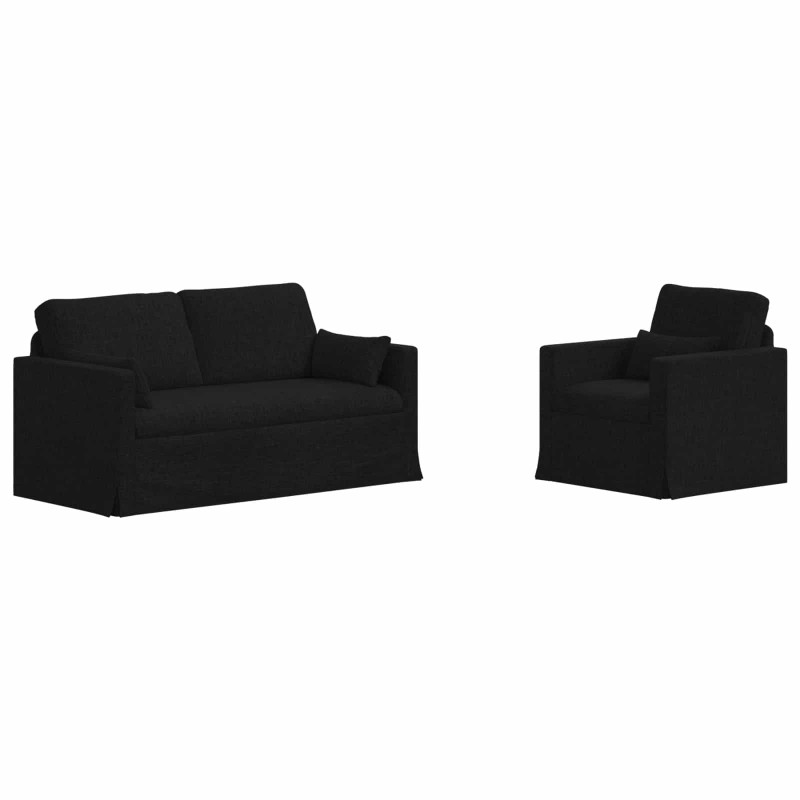 Zestaw Sof 2 pcs Czarny 158 x 78 x 80 cm tkanina