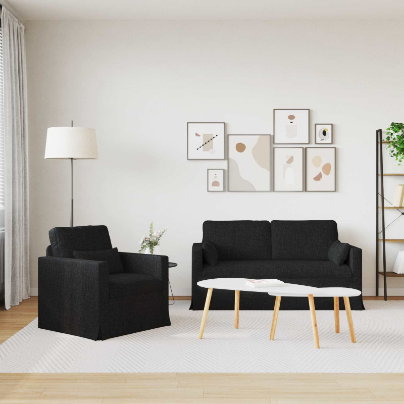 Zestaw Sof 2 pcs Czarny 158 x 78 x 80 cm tkanina