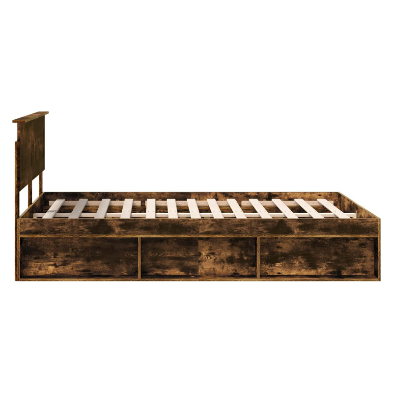Ramka łóżka Dąb wędzony 150 x 200 cm Materiał drewnopochodny