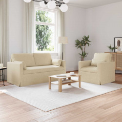 Zestaw Sof 2 pcs Kremowy 158 x 78 x 80 cm tkanina