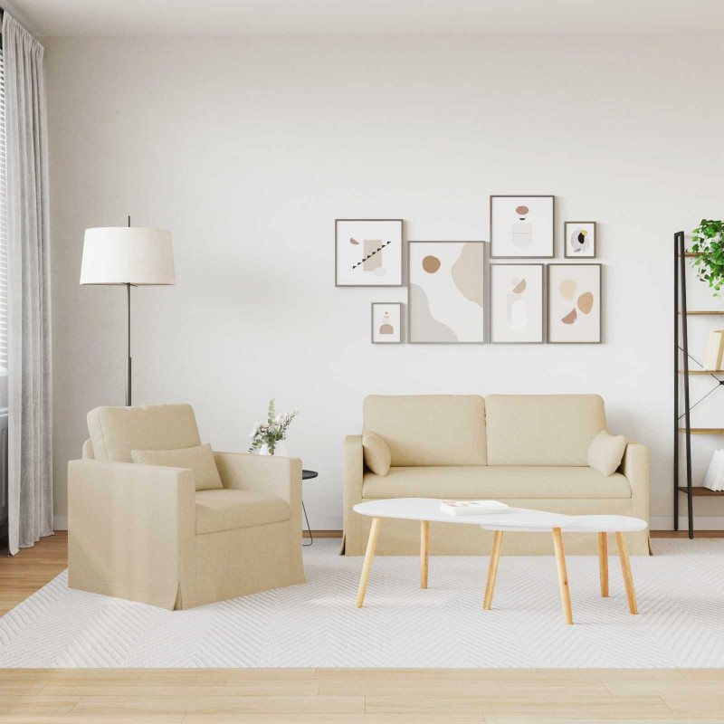Zestaw Sof 2 pcs Kremowy 158 x 78 x 80 cm tkanina