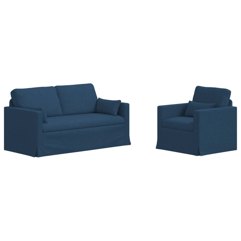 Zestaw Sof 2 pcs Niebieski 158 x 78 x 80 cm tkanina