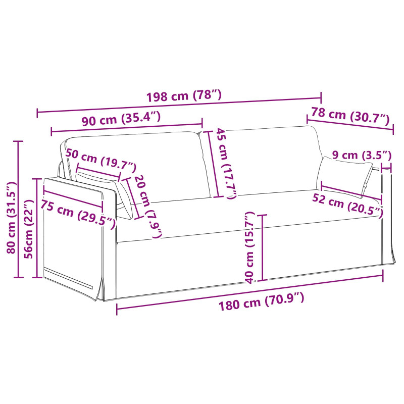 Zestaw Sof 2 pcs Niebieski 158 x 78 x 80 cm tkanina