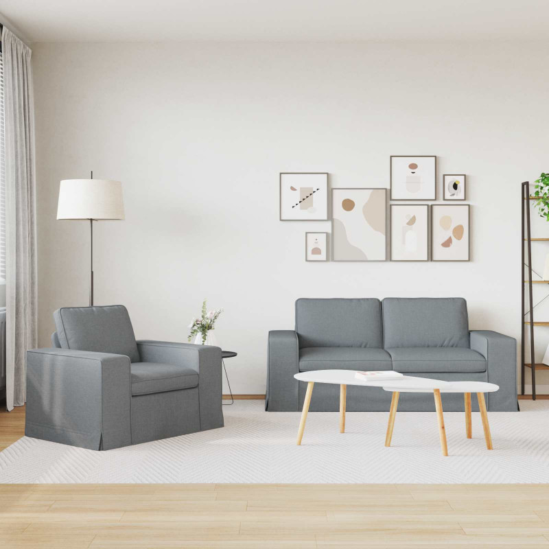 Zestaw Sof 2 pcs Jasnoszary 182 x 80 x 82 cm tkanina