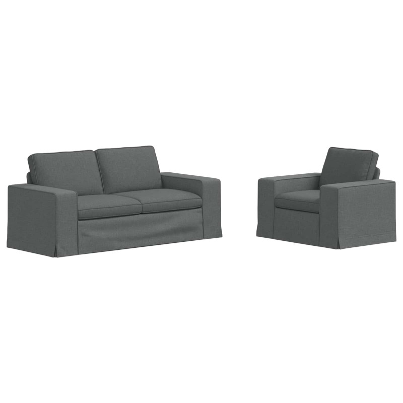 Zestaw Sof 2 pcs Ciemnoszary 182 x 80 x 82 cm tkanina