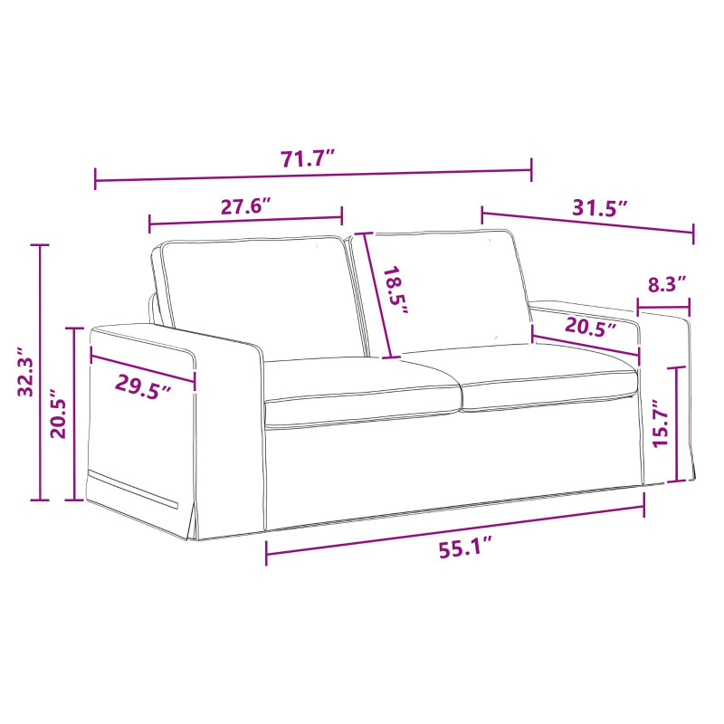 Zestaw Sof 2 pcs Ciemnoszary 182 x 80 x 82 cm tkanina
