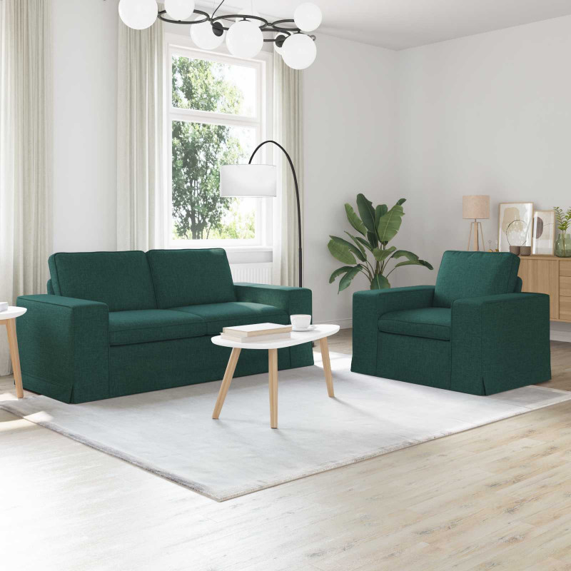 Zestaw Sof 2 pcs Ciemna zieleń 182 x 80 x 82 cm tkanina