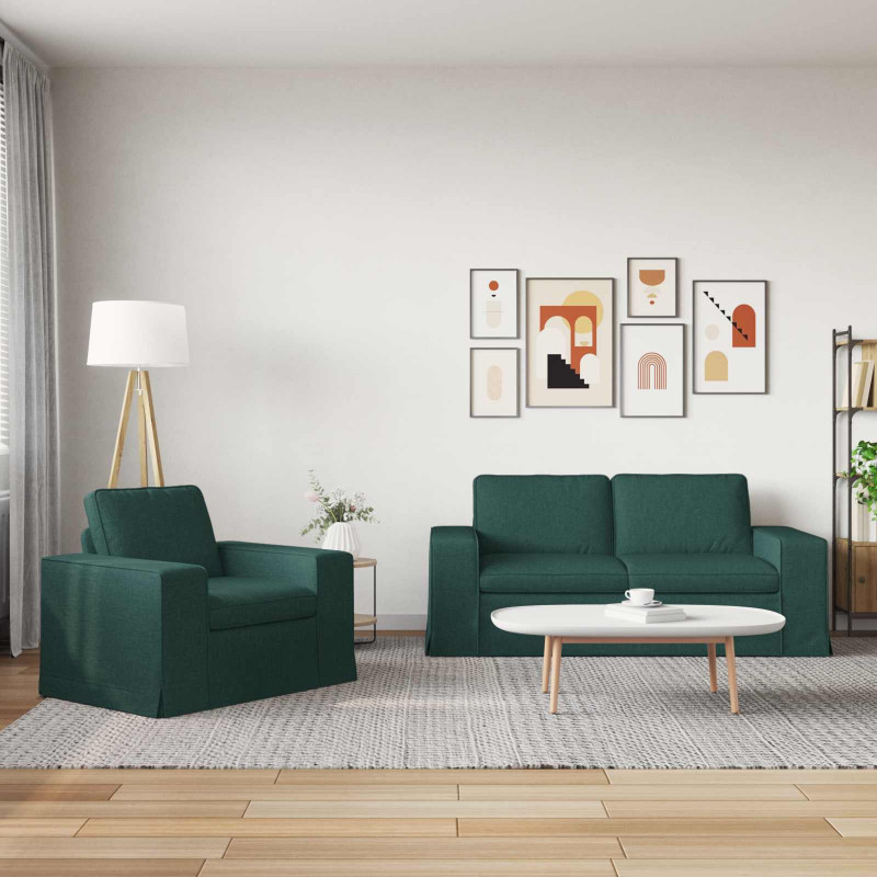 Zestaw Sof 2 pcs Ciemna zieleń 182 x 80 x 82 cm tkanina