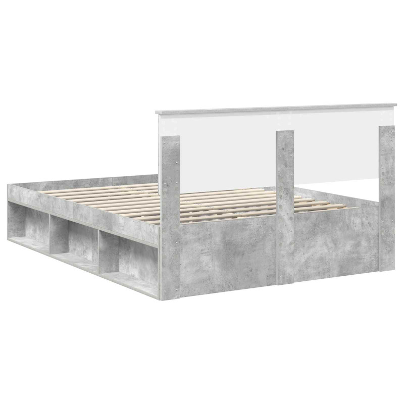 Ramka łóżka Betonowy 140 x 190 cm Materiał drewnopochodny