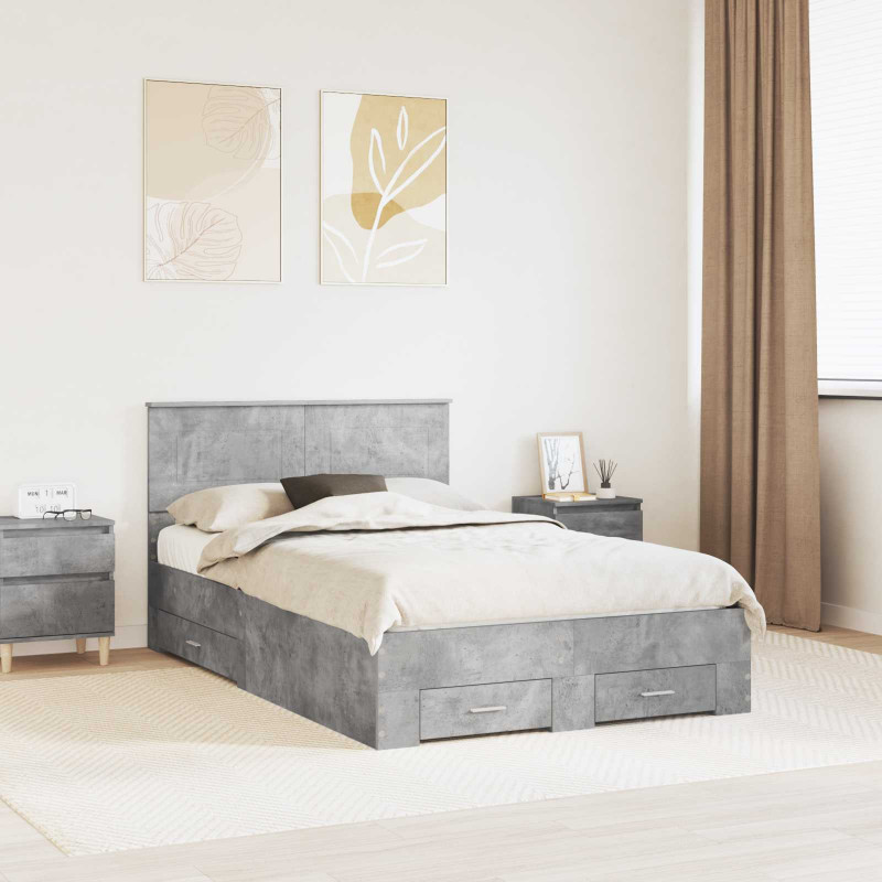 Ramka łóżka Betonowy szary 120 x 200 cm Materiał drewnopochodny