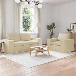 Zestaw Sof 2 pcs Kremowy 182 x 80 x 82 cm tkanina
