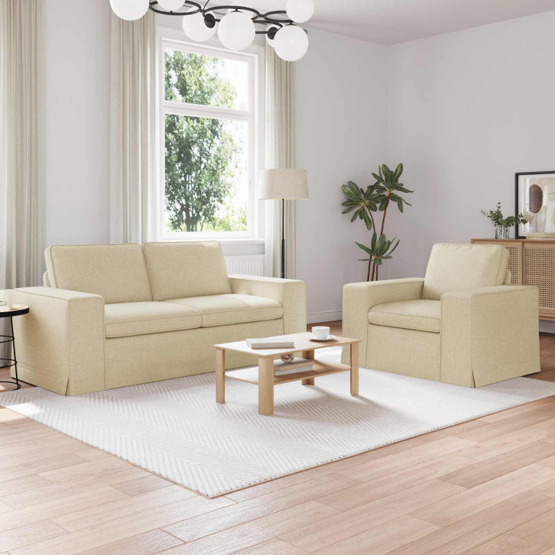 Zestaw Sof 2 pcs Kremowy 182 x 80 x 82 cm tkanina