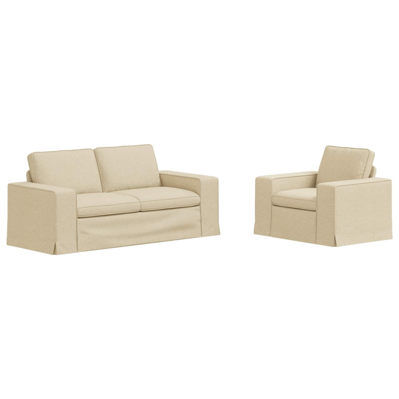 Zestaw Sof 2 pcs Kremowy 182 x 80 x 82 cm tkanina