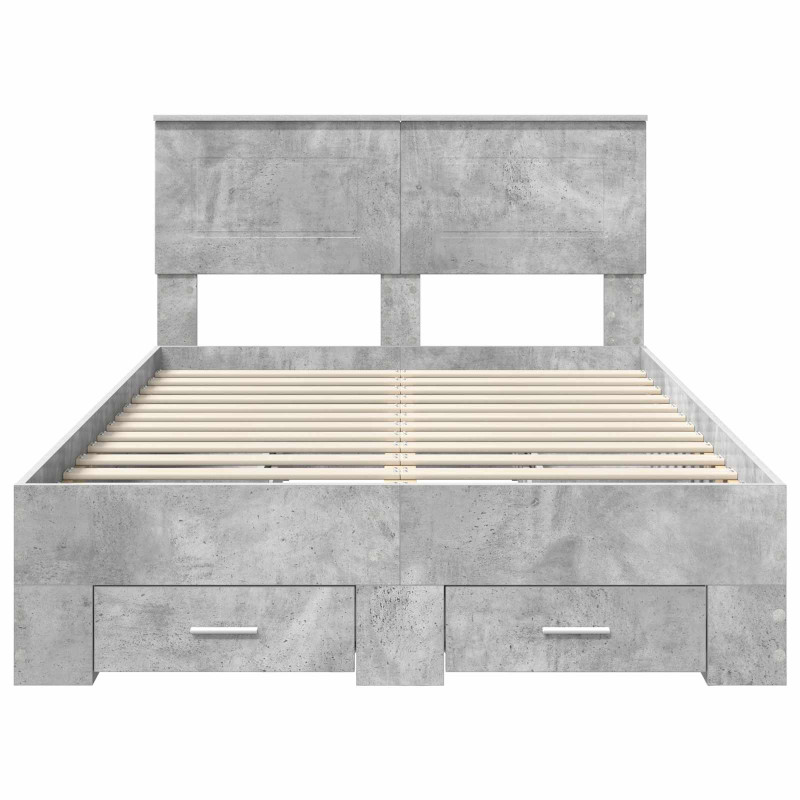 Ramka łóżka Betonowy szary 120 x 200 cm Materiał drewnopochodny