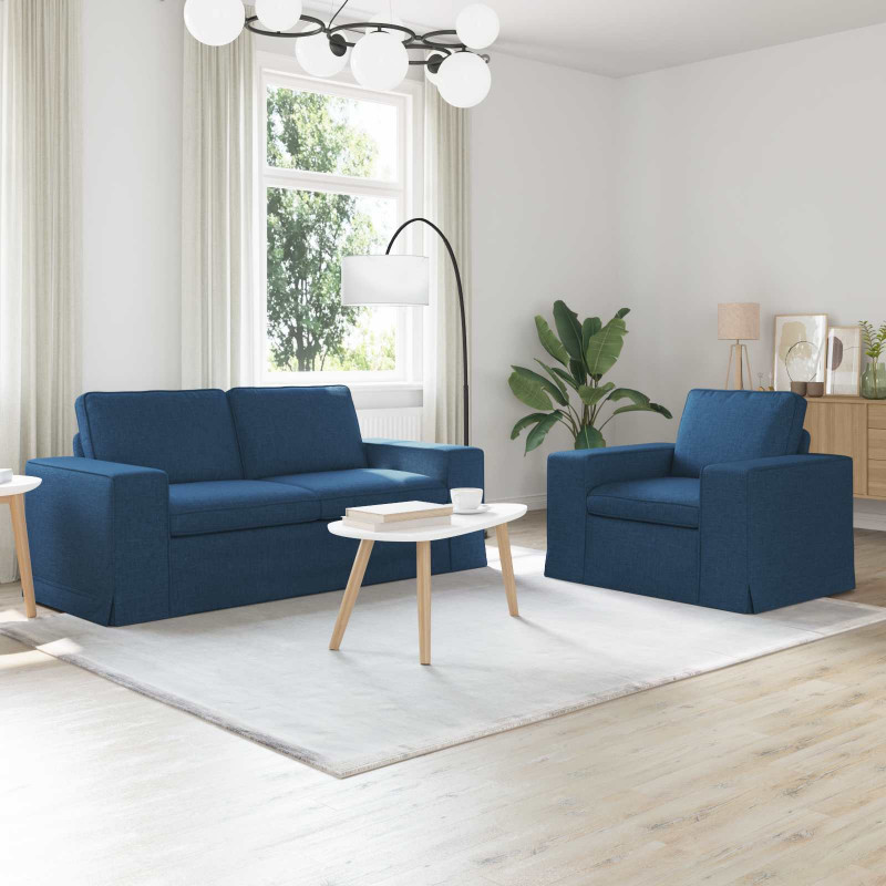 Zestaw Sof 2 pcs Niebieski 182 x 80 x 82 cm tkanina