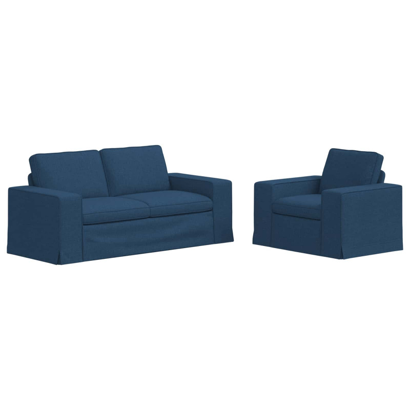 Zestaw Sof 2 pcs Niebieski 182 x 80 x 82 cm tkanina