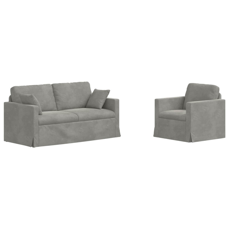 Zestaw Sof 2 pcs Jasnoszary 158 x 78 x 80 cm Aksamit