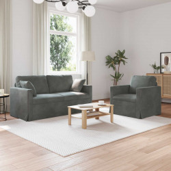 Zestaw Sof 2 pcs Ciemnoszary 158 x 78 x 80 cm Aksamit
