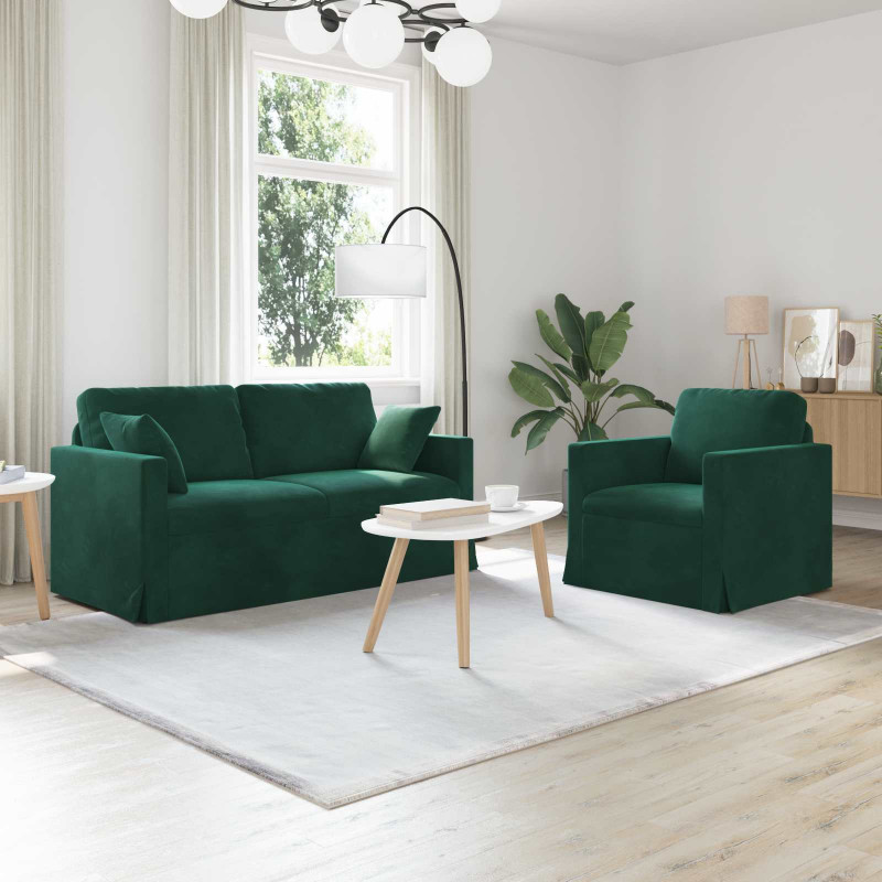 Zestaw Sof 2 pcs Ciemna zieleń 158 x 78 x 80 cm Aksamit