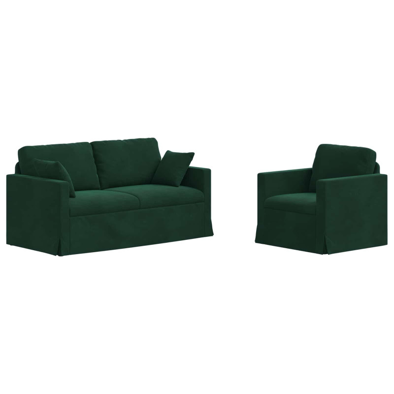 Zestaw Sof 2 pcs Ciemna zieleń 158 x 78 x 80 cm Aksamit