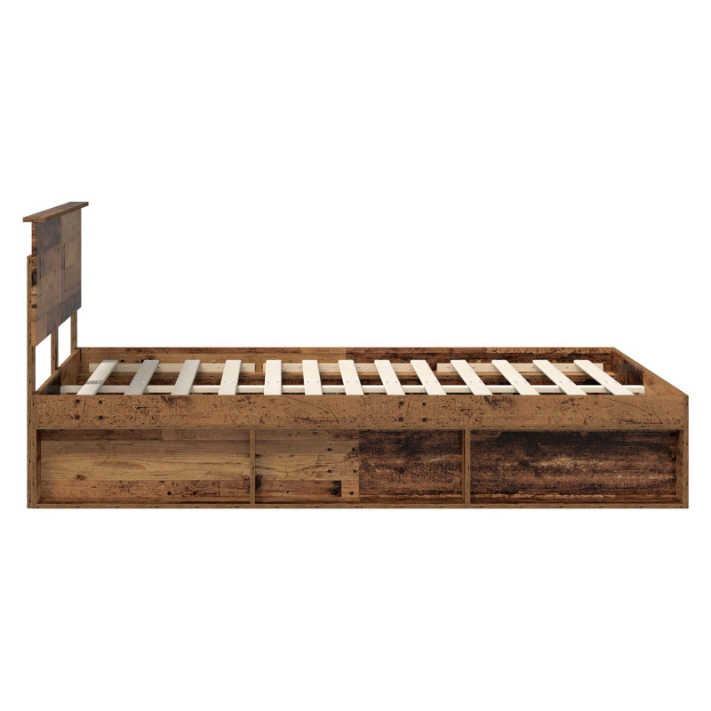 Ramka łóżka Stare drewno 140 x 190 cm Materiał drewnopochodny