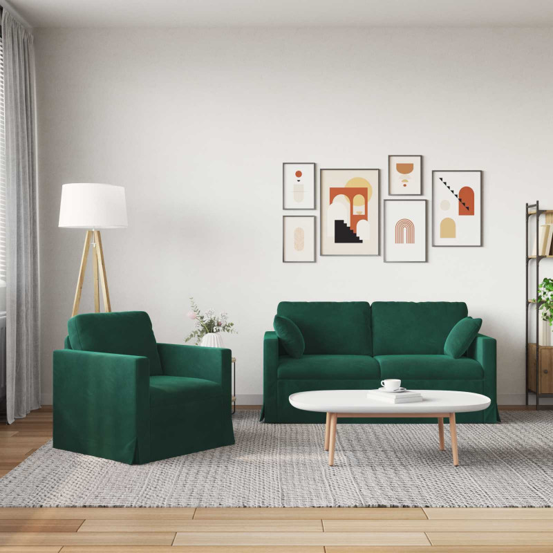 Zestaw Sof 2 pcs Ciemna zieleń 158 x 78 x 80 cm Aksamit
