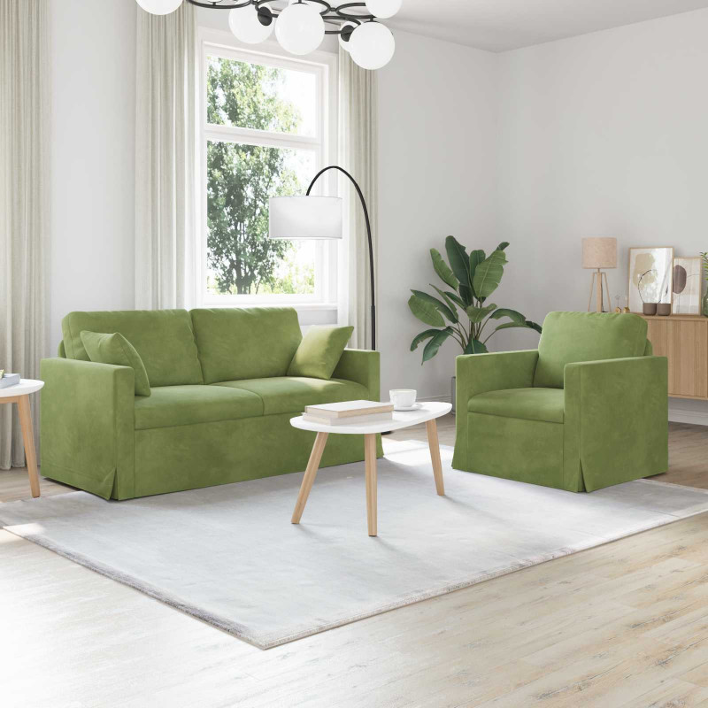 Zestaw Sof 2 pcs Jasnozielony 158 x 78 x 80 cm Aksamit