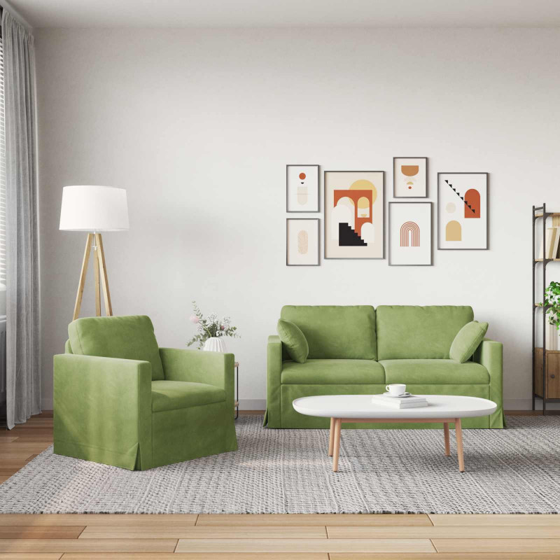 Zestaw Sof 2 pcs Jasnozielony 158 x 78 x 80 cm Aksamit