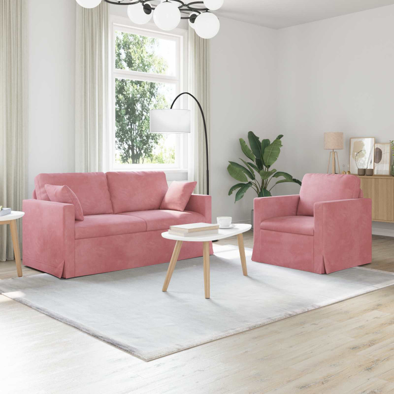 Zestaw Sof 2 pcs Różowy 158 x 78 x 80 cm Aksamit
