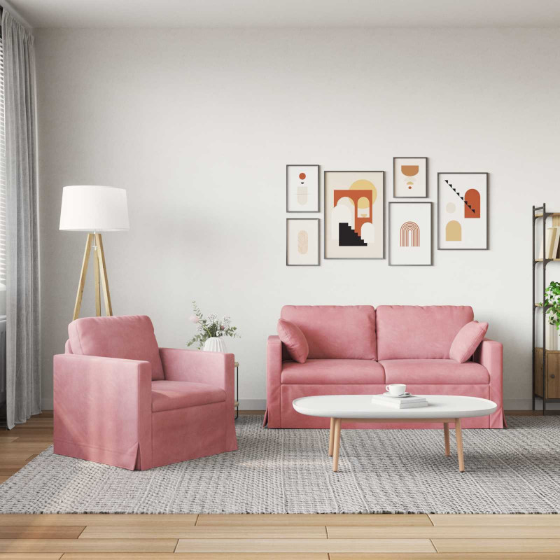Zestaw Sof 2 pcs Różowy 158 x 78 x 80 cm Aksamit