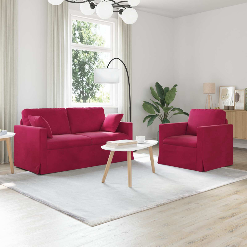 Zestaw Sof 2 pcs Czerwone wino 158 x 78 x 80 cm Aksamit