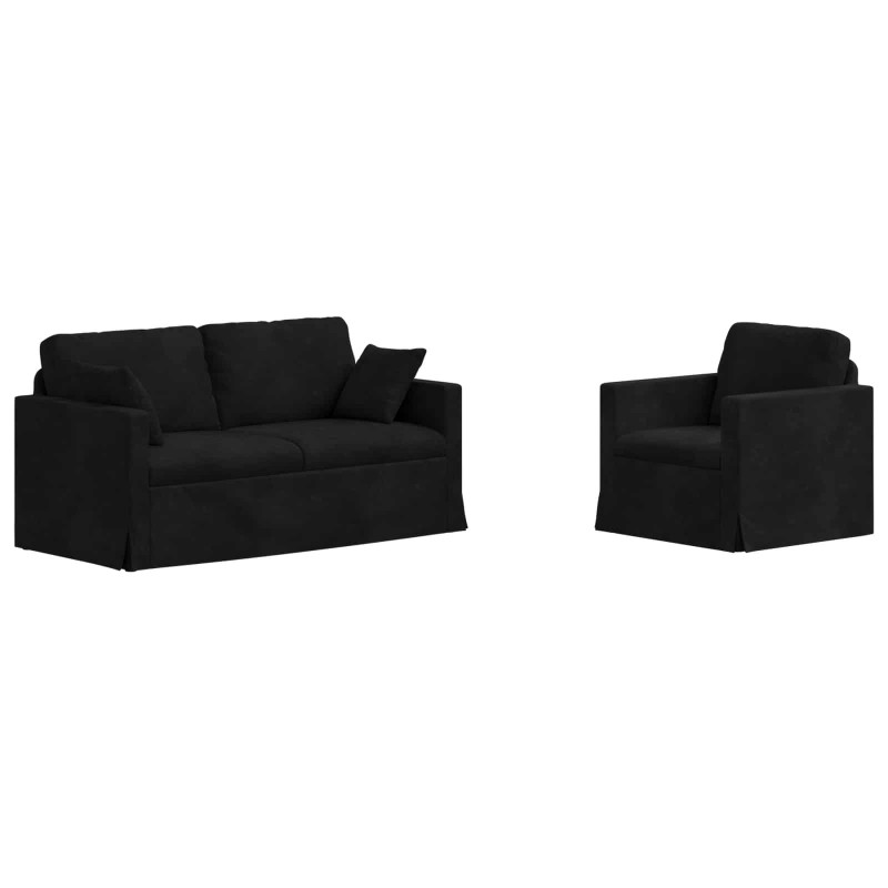 Zestaw Sof 2 pcs Czarny 158 x 78 x 80 cm Aksamit