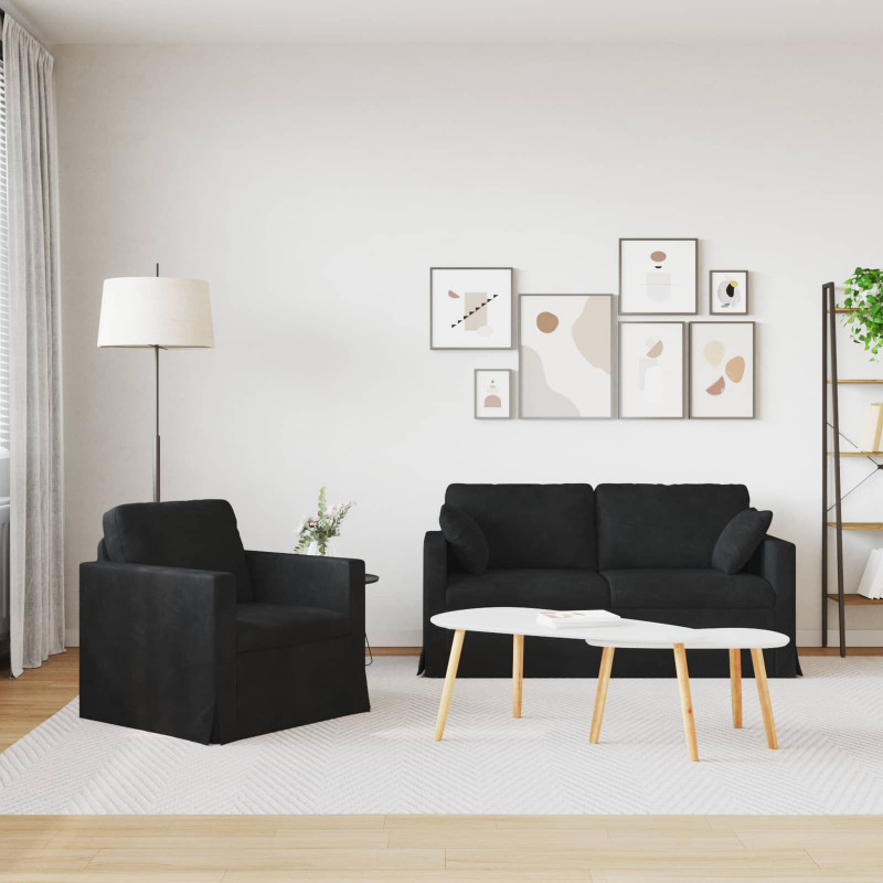 Zestaw Sof 2 pcs Czarny 158 x 78 x 80 cm Aksamit