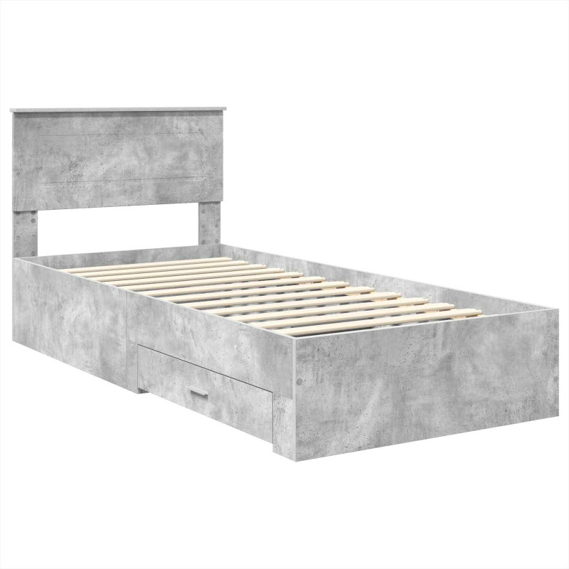 Ramka łóżka Betonowy szary 100 x 200 cm Materiał drewnopochodny