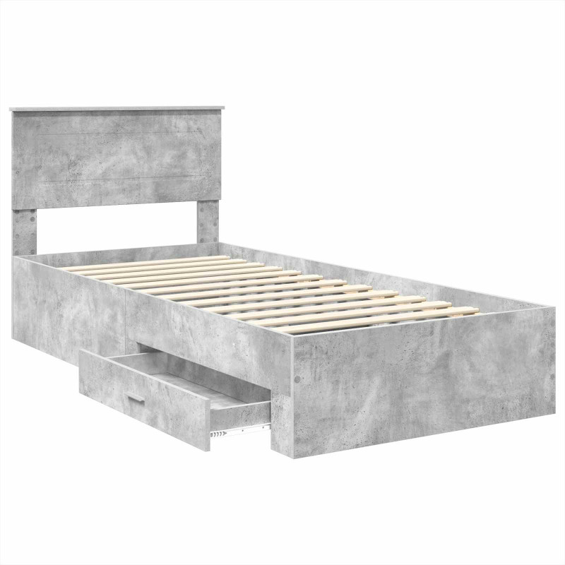 Ramka łóżka Betonowy szary 100 x 200 cm Materiał drewnopochodny
