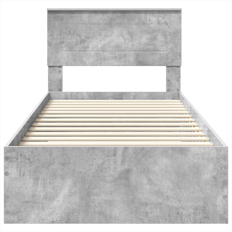 Ramka łóżka Betonowy szary 100 x 200 cm Materiał drewnopochodny