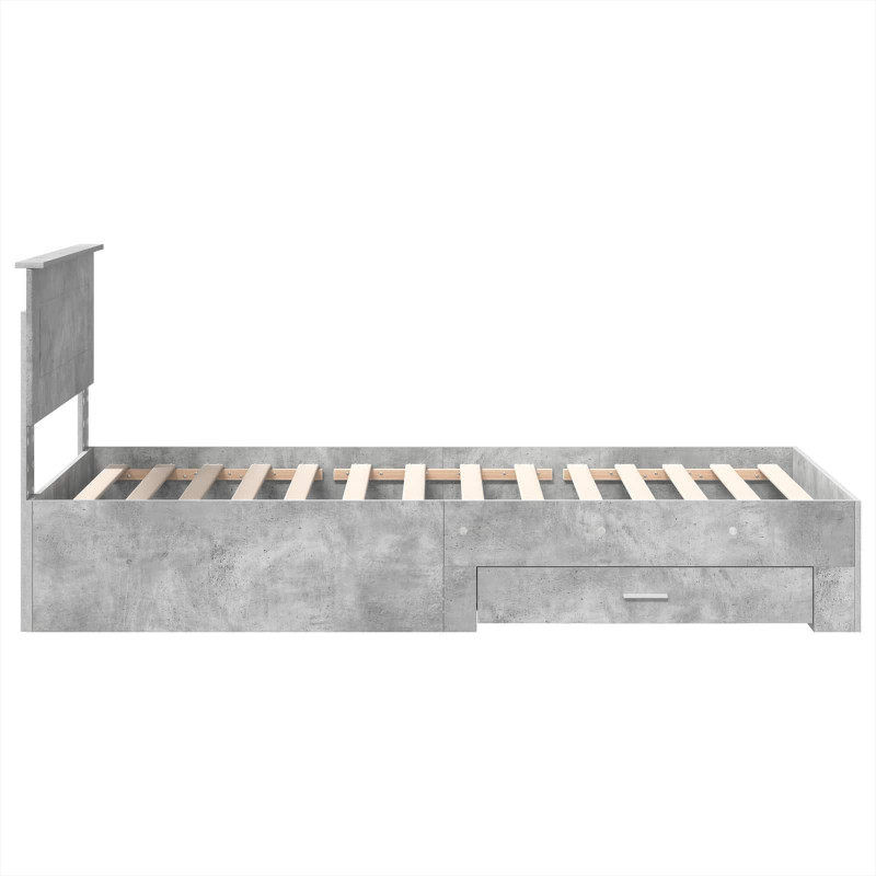 Ramka łóżka Betonowy szary 100 x 200 cm Materiał drewnopochodny
